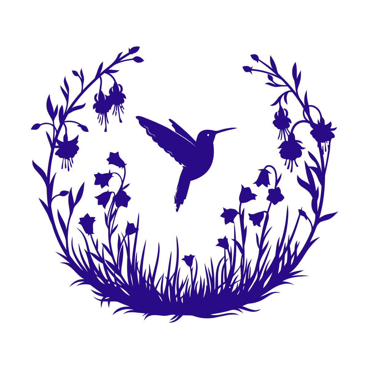Vinyl Wall Stickers Hummingbird With Flowers Natural Flying Bird Circle Can Modify And Add Information