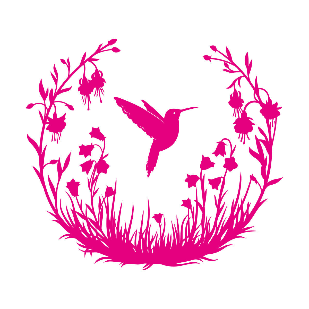 Vinyl Wall Stickers Hummingbird With Flowers Natural Flying Bird Circle Can Modify And Add Information