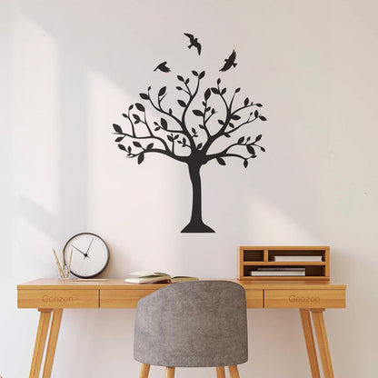Tree Natural Birds Flowering Vinyl Art Sticker Do Not Damage The Wall Surface
