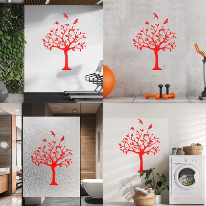 Tree Natural Birds Flowering Vinyl Art Sticker Do Not Damage The Wall Surface