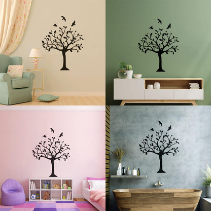 Tree Natural Birds Flowering Vinyl Art Sticker Do Not Damage The Wall Surface