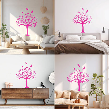 Tree Natural Birds Flowering Vinyl Art Sticker Do Not Damage The Wall Surface
