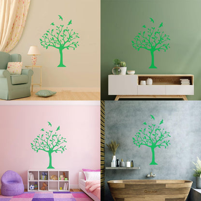Tree Natural Birds Flowering Vinyl Art Sticker Do Not Damage The Wall Surface