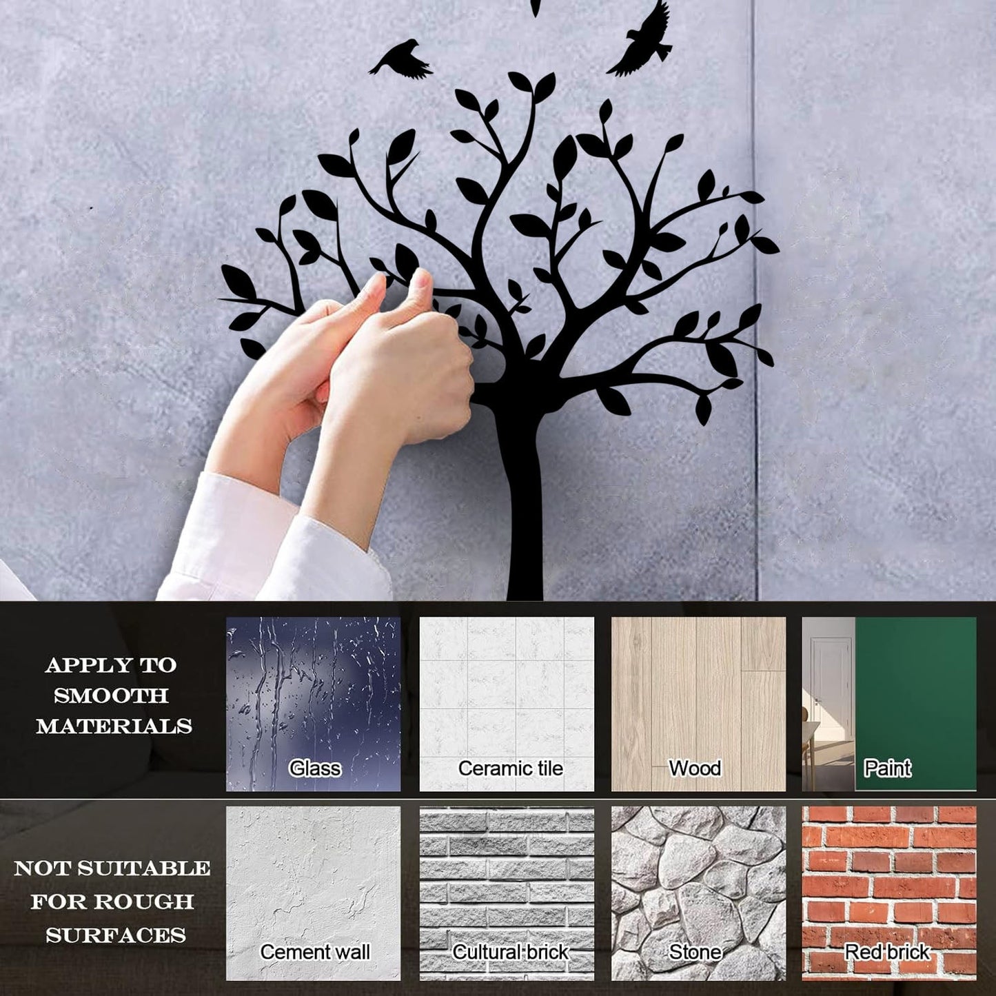 Tree Natural Birds Flowering Vinyl Art Sticker Do Not Damage The Wall Surface