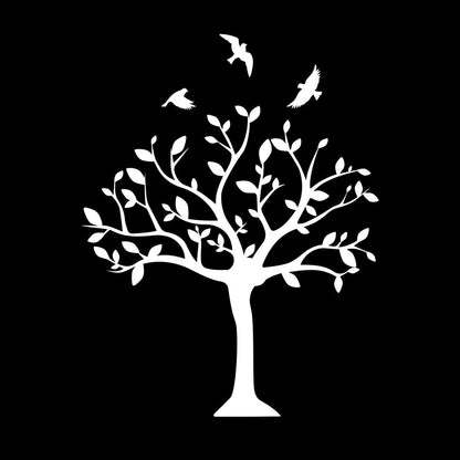Tree Natural Birds Flowering Vinyl Art Sticker Do Not Damage The Wall Surface