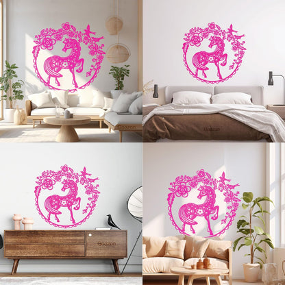 Vinyl Wall Stickers Fairy Story Little Pony Paradise Birds Flowers Berries Easy Installation