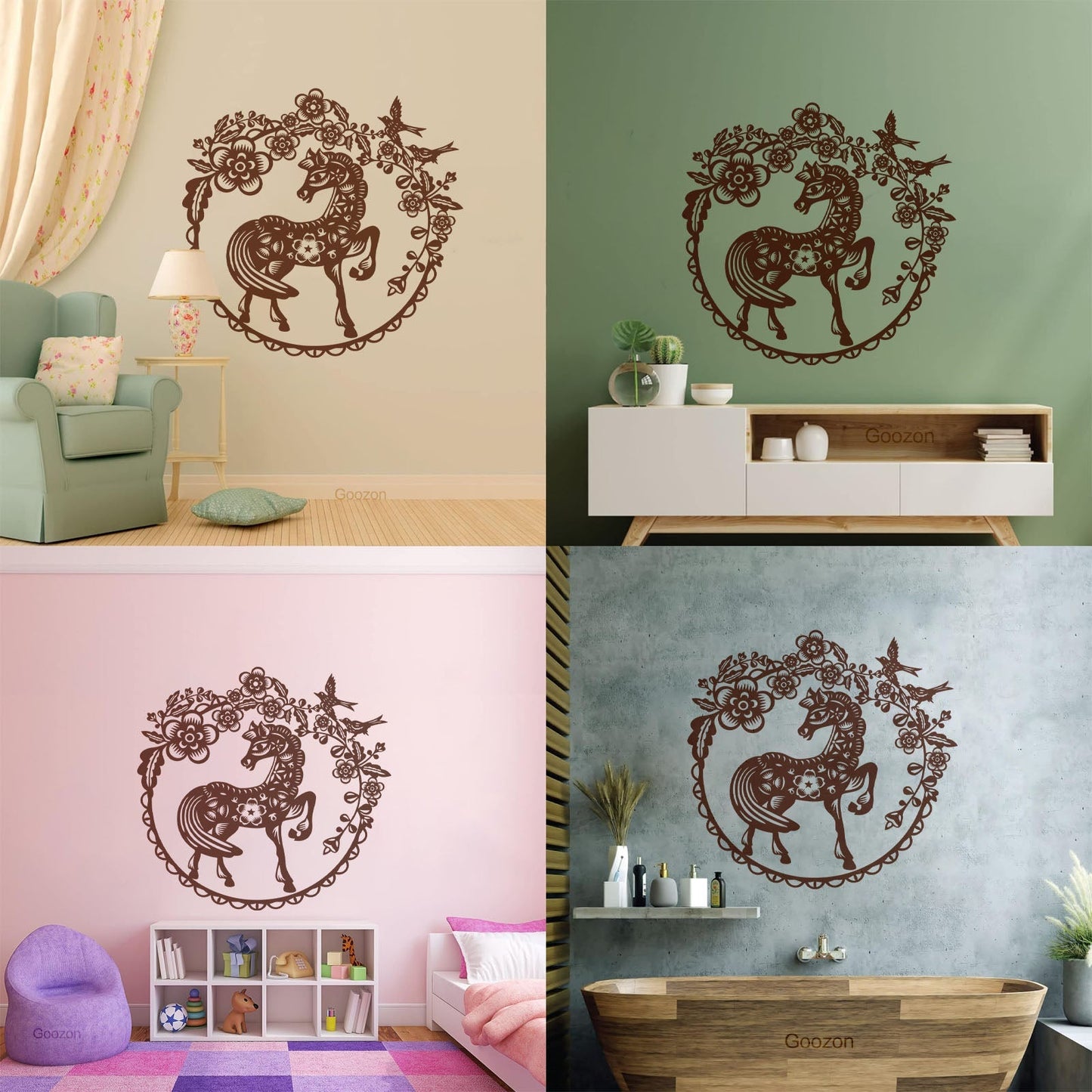 Vinyl Wall Stickers Fairy Story Little Pony Paradise Birds Flowers Berries Easy Installation