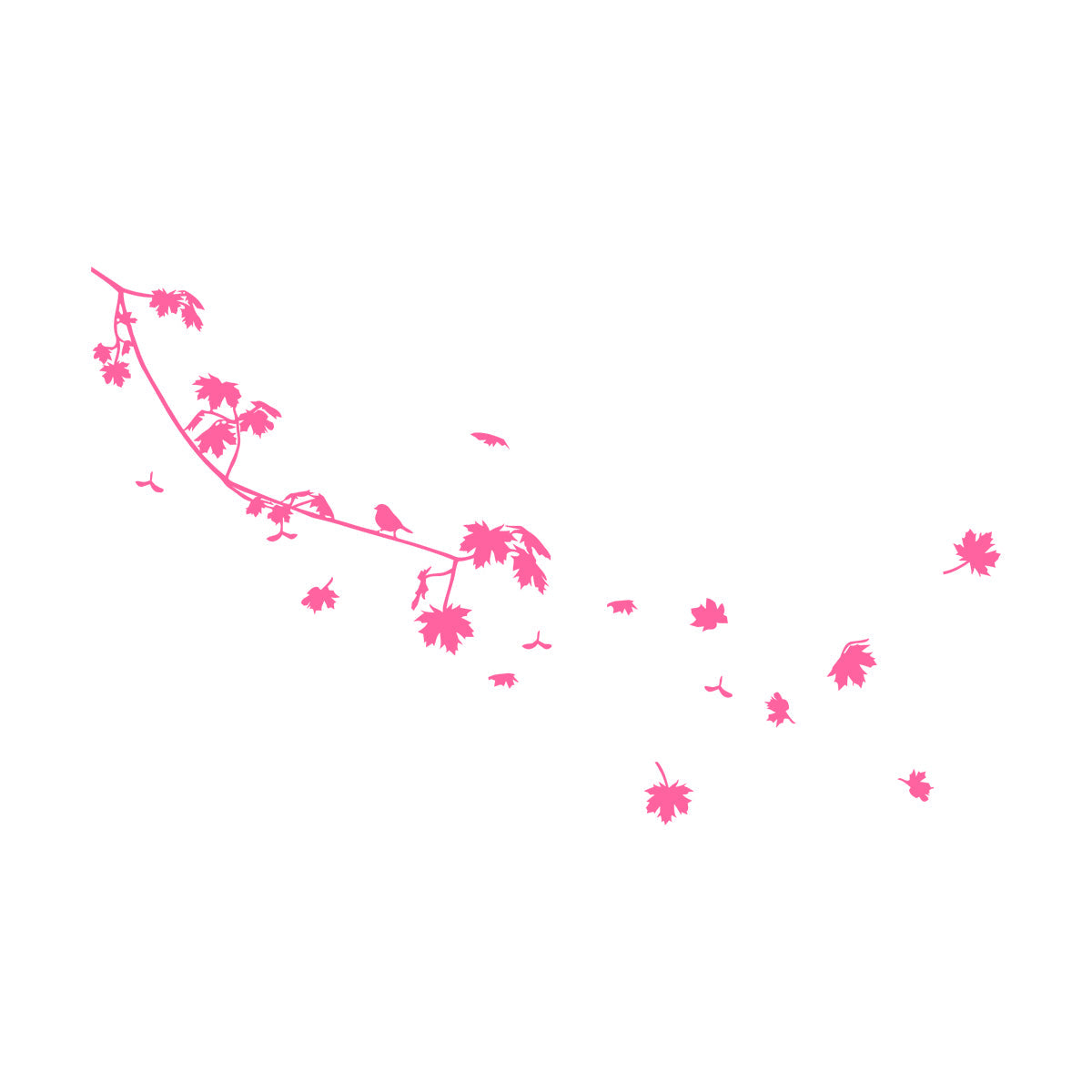 Wall Stickers Paster Paper Bird On A Maple Tree Branch Flowers Natural Store Decoration