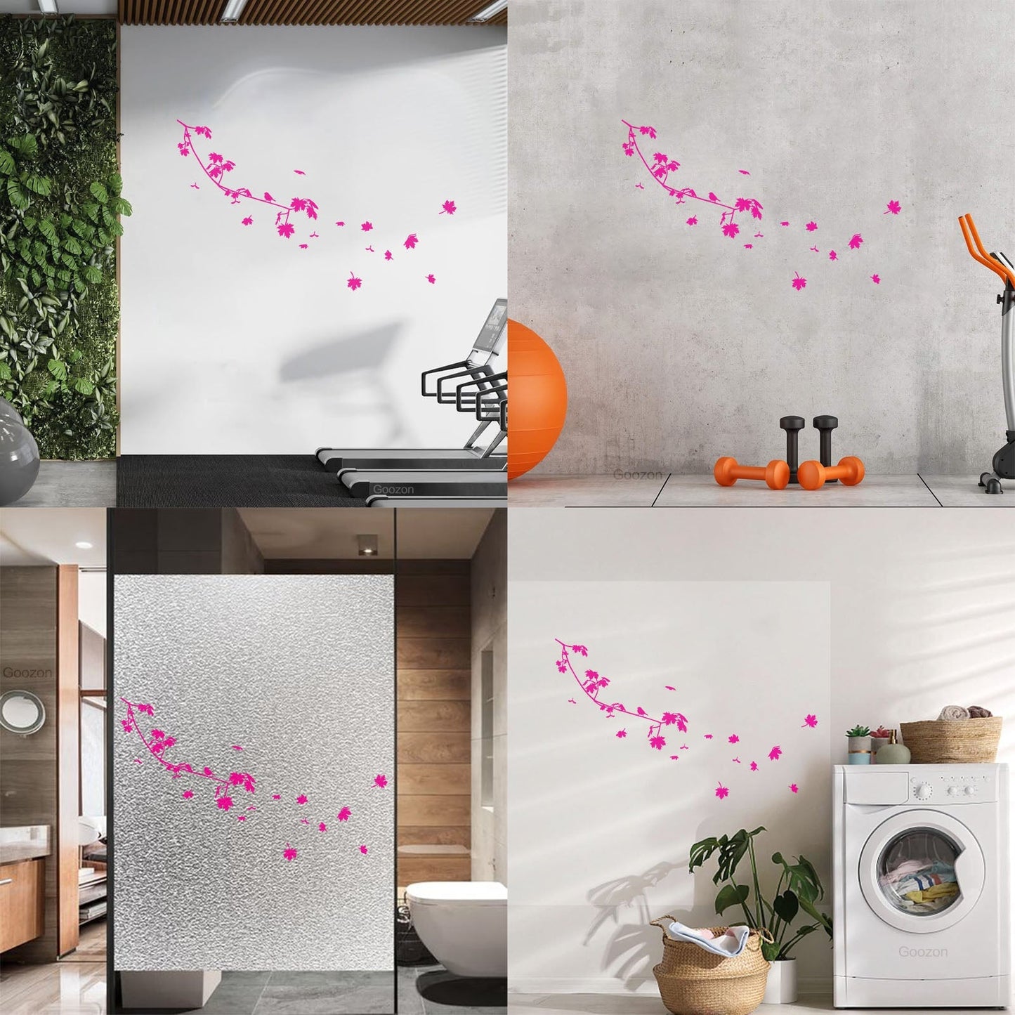 Wall Stickers Paster Paper Bird On A Maple Tree Branch Flowers Natural Store Decoration