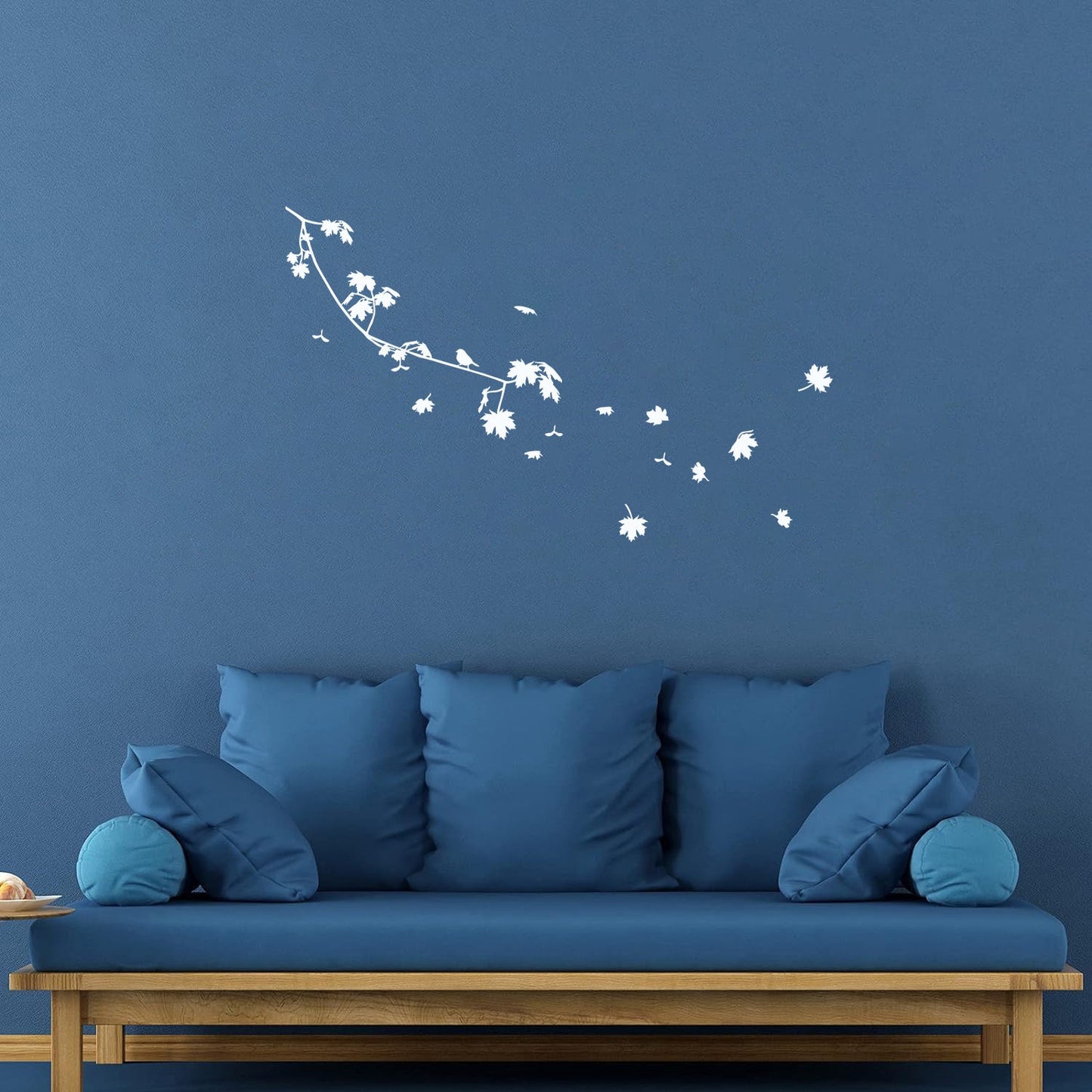 Wall Stickers Paster Paper Bird On A Maple Tree Branch Flowers Natural Store Decoration