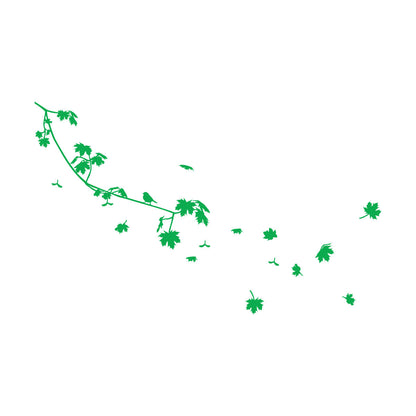 Wall Stickers Paster Paper Bird On A Maple Tree Branch Flowers Natural Store Decoration