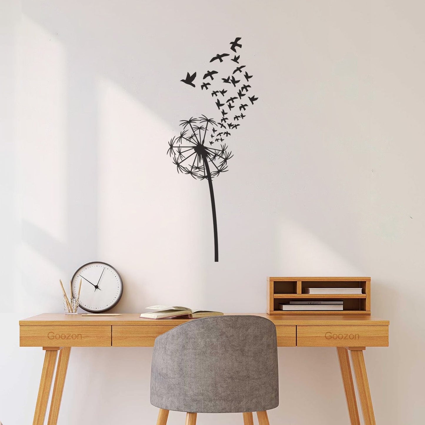 Vinyl Art Sticker Flower Dandelion With Birds Patterns Natural Summer Equipped With Transfer Film Kit