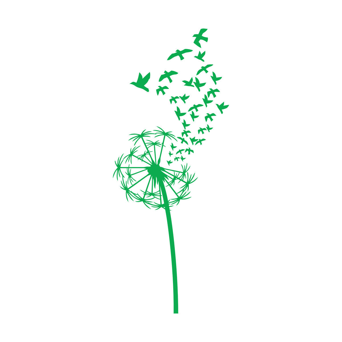 Vinyl Art Sticker Flower Dandelion With Birds Patterns Natural Summer Equipped With Transfer Film Kit