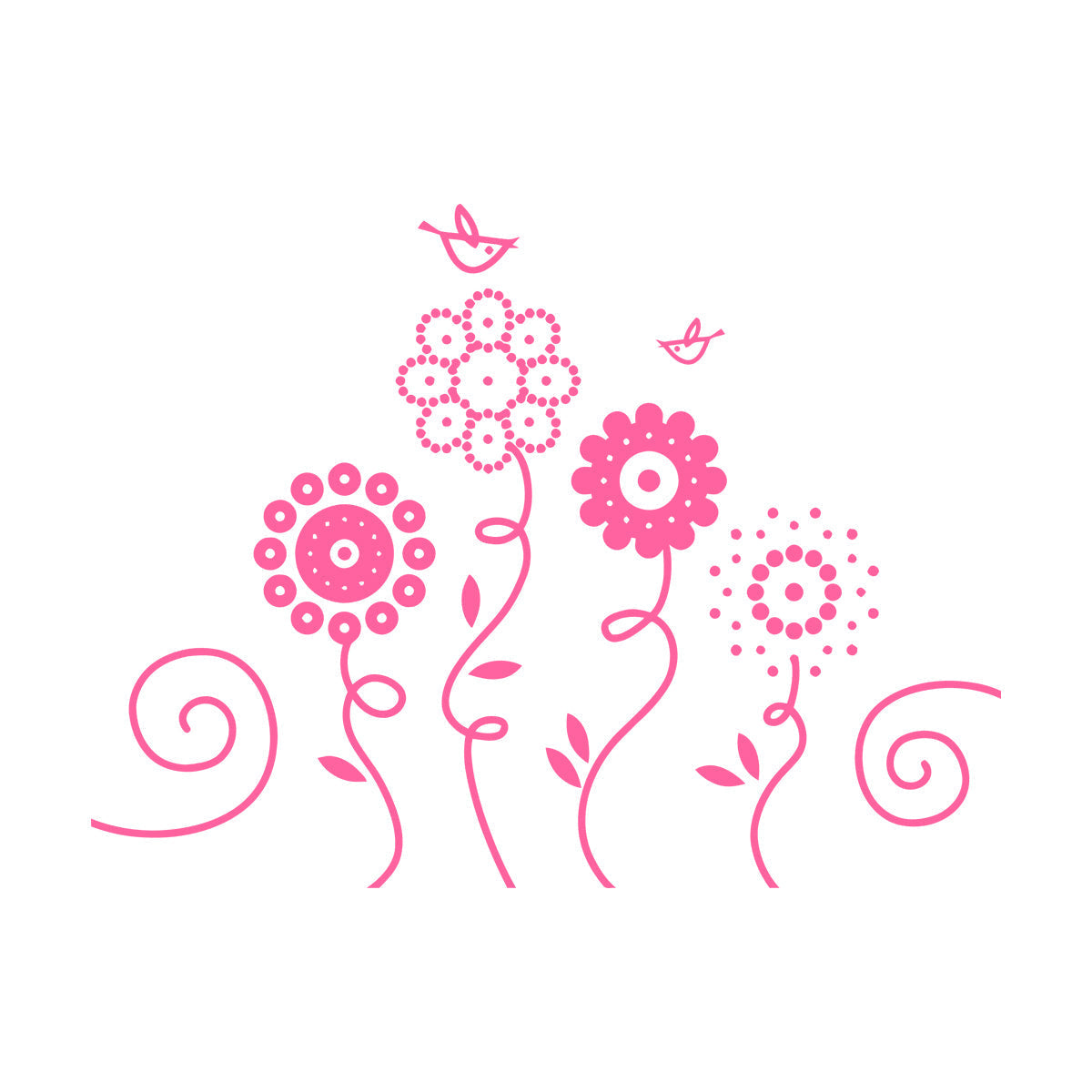 Lettering Stickers Flowers Garden Birds Natural Nursery Easy Installation