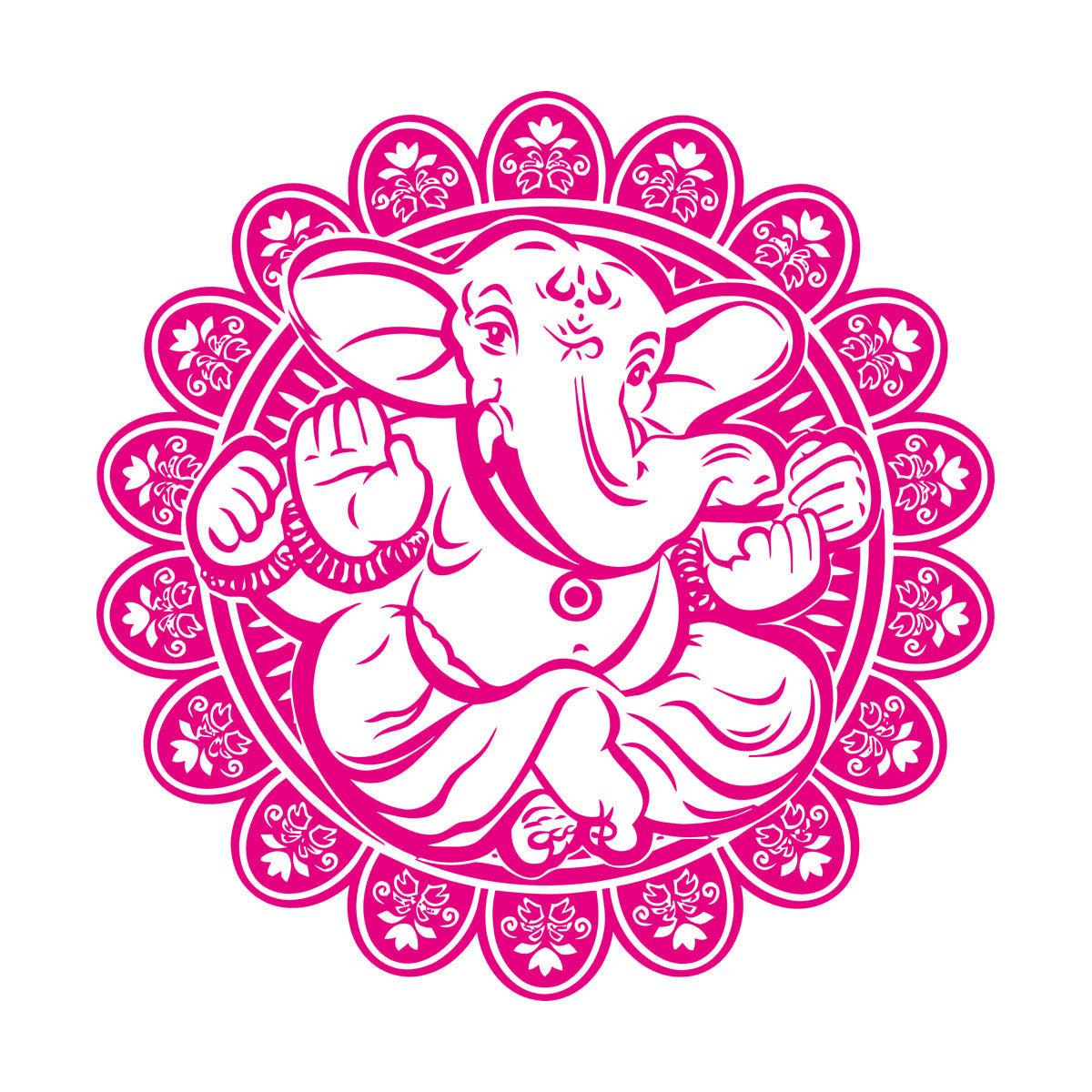 Vinyl Art Sticker Ganesha Hindu Elephant God Hinduism Lotus Flower Store Decoration