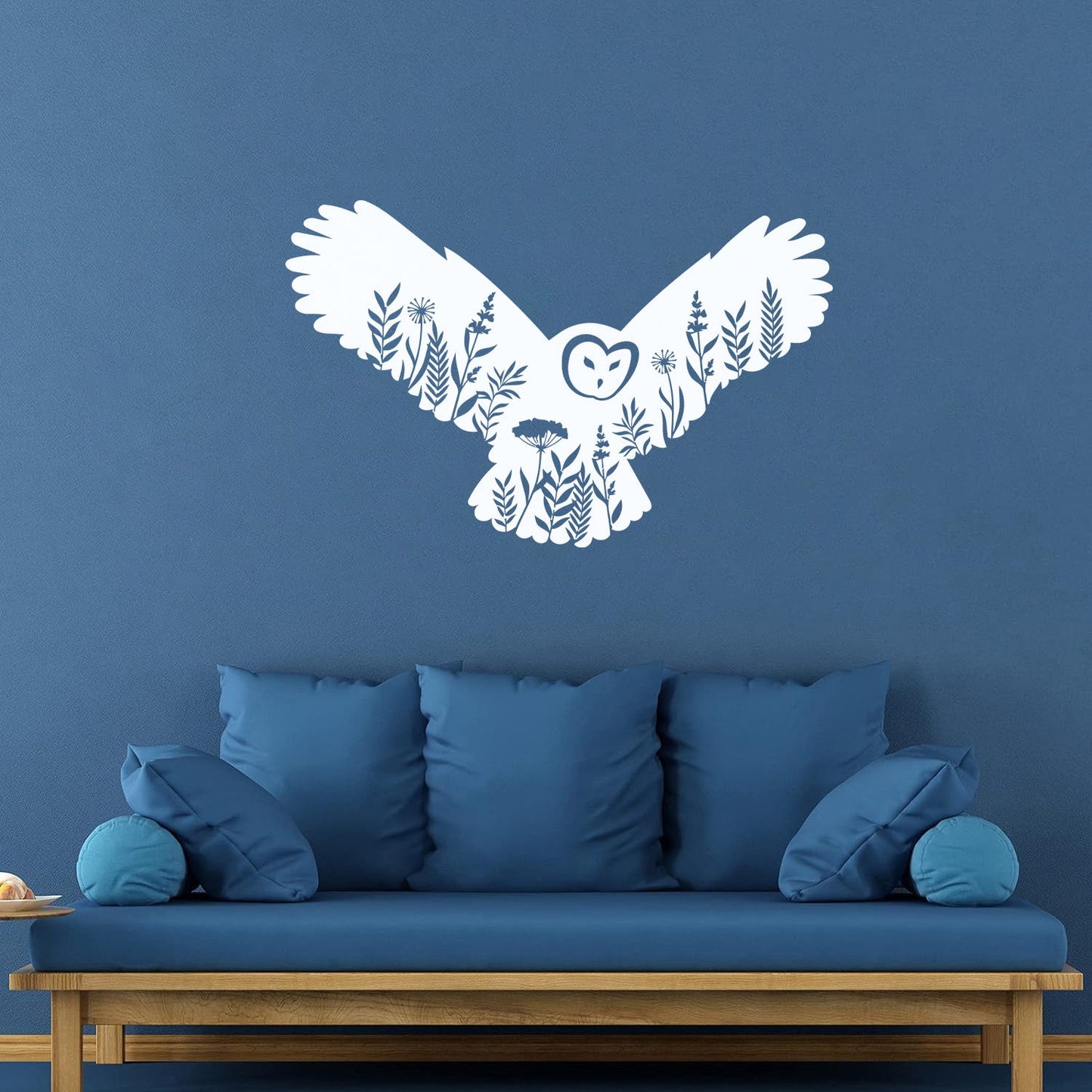 Engraving Stickers Owl Night Bird Flowers Natural Self Adhesive