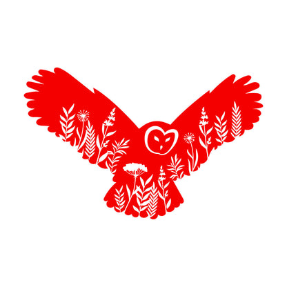 Engraving Stickers Owl Night Bird Flowers Natural Self Adhesive