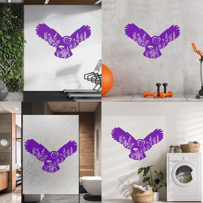 Engraving Stickers Owl Night Bird Flowers Natural Self Adhesive