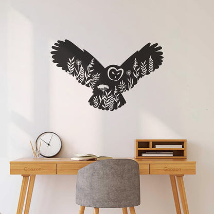 Engraving Stickers Owl Night Bird Flowers Natural Self Adhesive