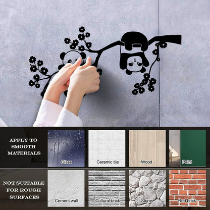 Panda Bears Cute Animals Zoo Tree Branch Flowers Wall Decals Pvc Multi Color Selection