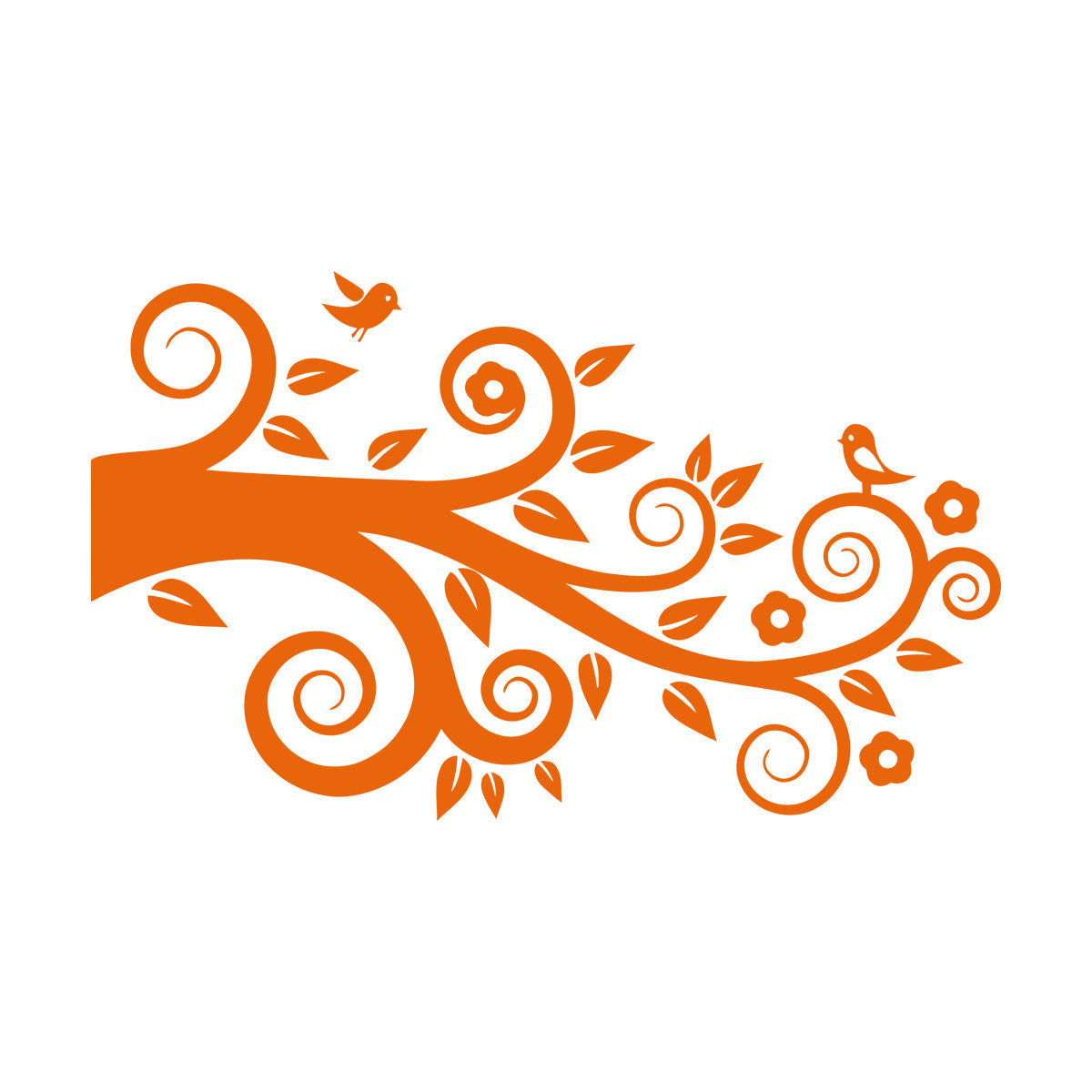 Tree Birds On Branch Flowers Romantic Wall Stickers Paster Paper Easy Installation