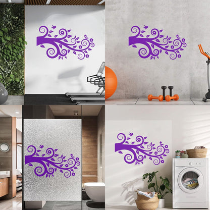 Tree Birds On Branch Flowers Romantic Wall Stickers Paster Paper Easy Installation