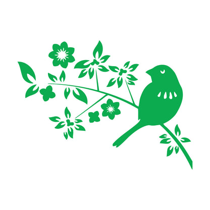 Bird Branch Natural Flowers Leaves Wall Decals Pvc Self Adhesive