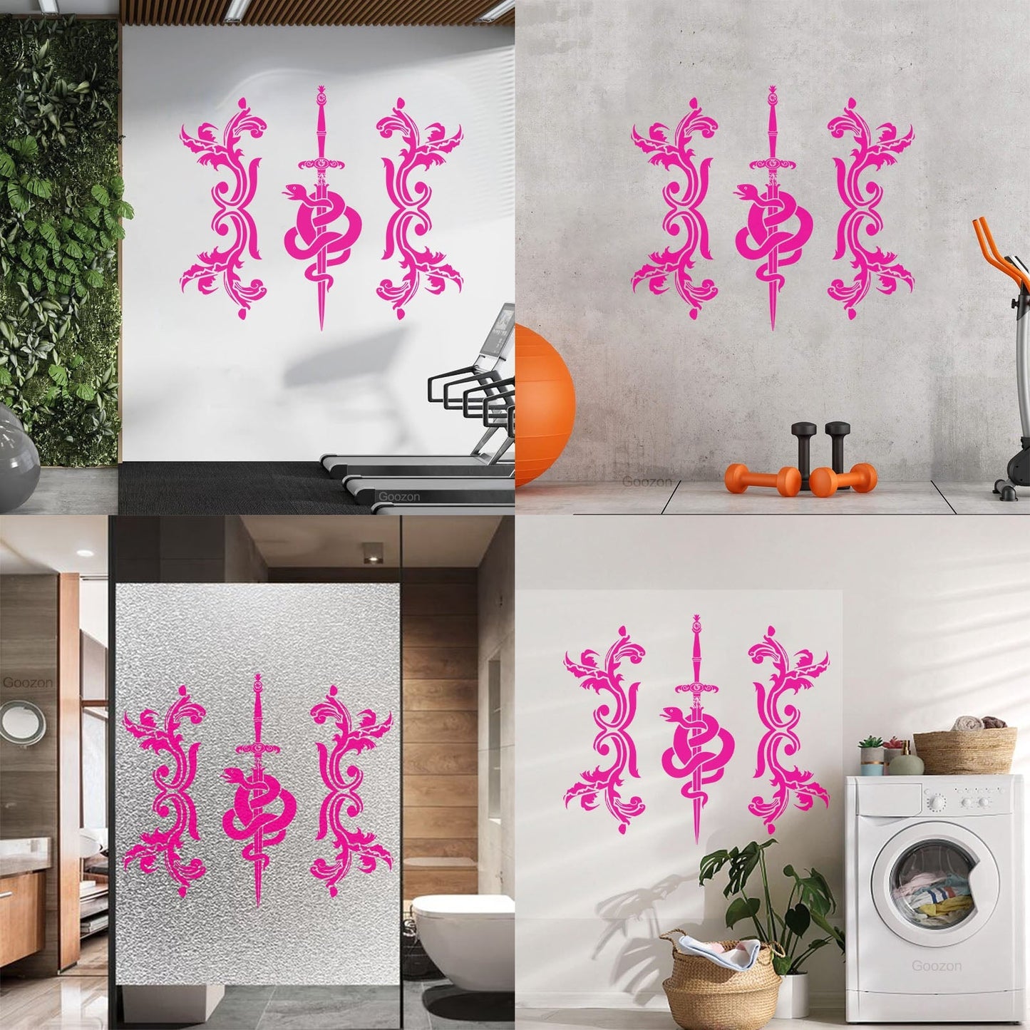 Vinyl Wall Stickers Sword Snake And Flowers Tribal Symbol Equipped With Transfer Film Kit