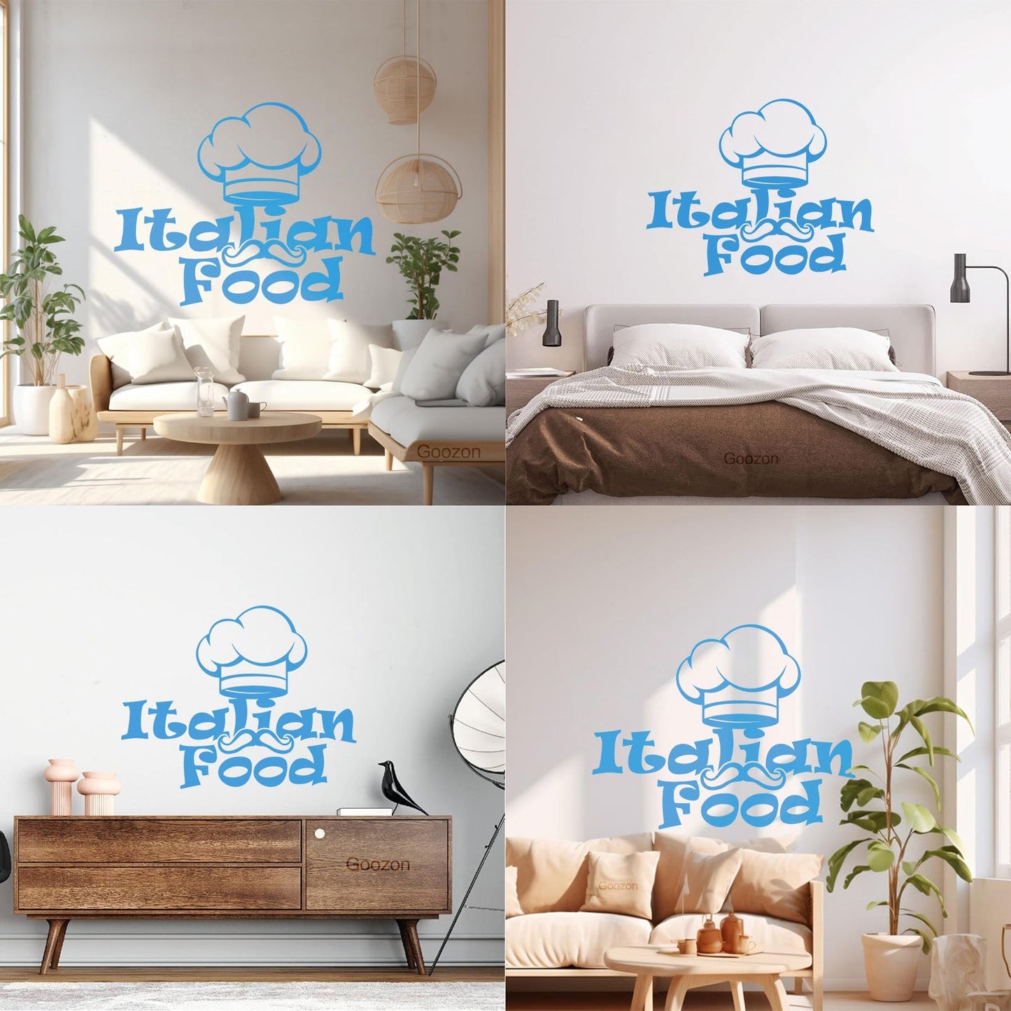 Engraving Decals Italian Food Lettering Pasta Chef'S Hat Kitchen Store Decoration