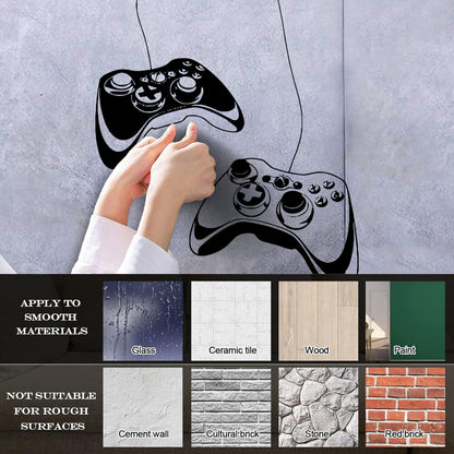 Joystick Video Game Play Gaming Boys Lettering Decals Glass Stickers