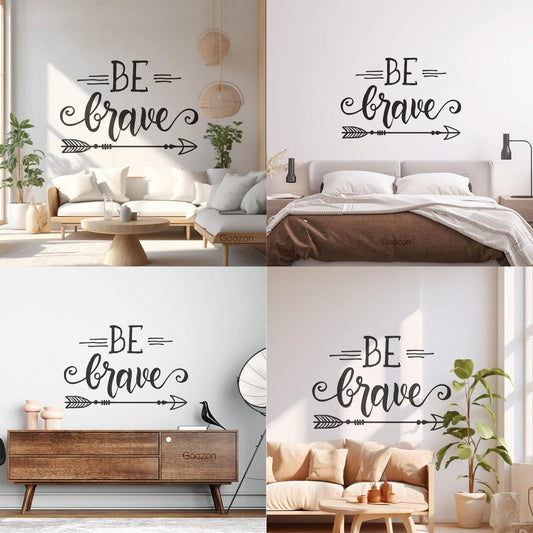 Stickers muraux « Soyez courageux » Flèches Plumes Inspiration ethnique Ils ne se décolleront pas