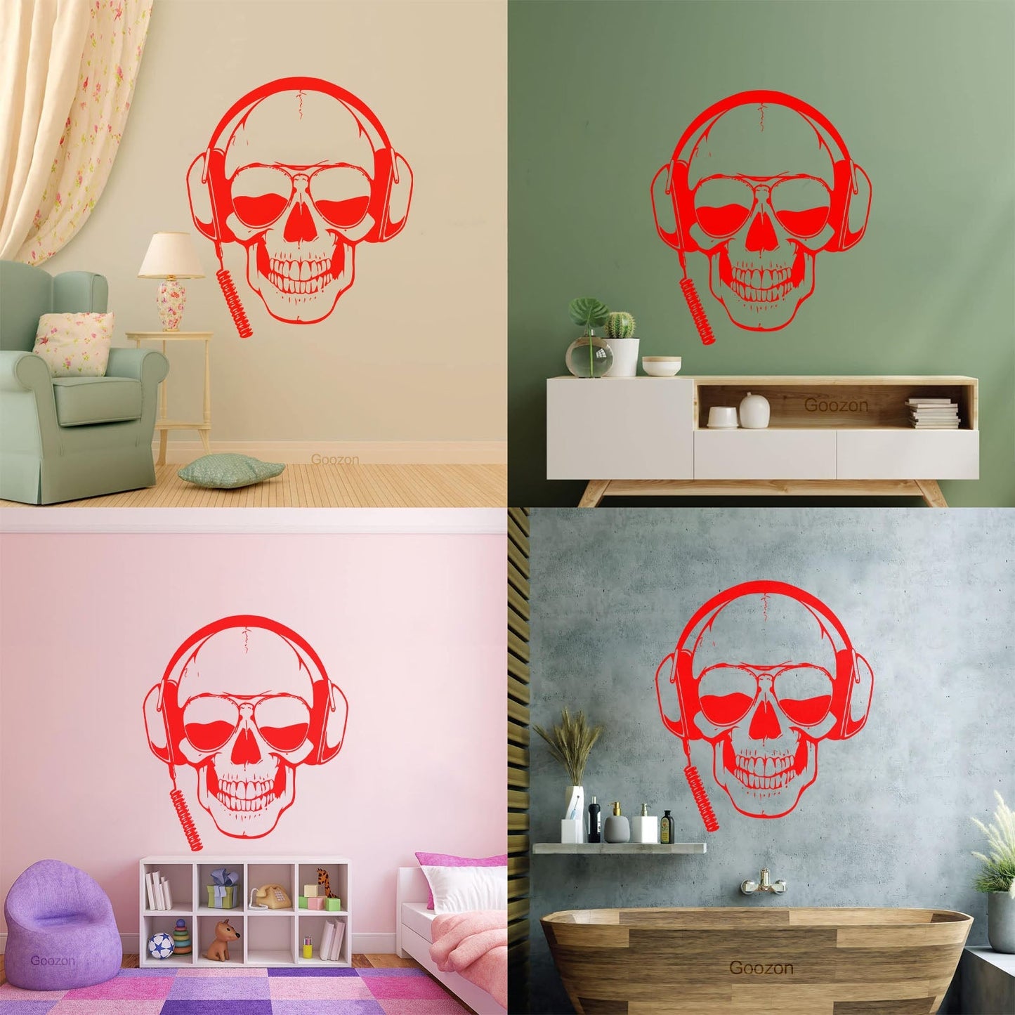 Engraving Decals Skull Headphones Game Sunglasses Boys It Won'T Fall Off