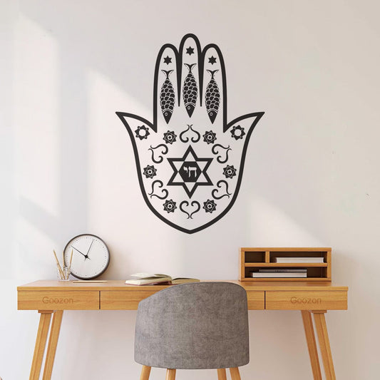 Hamsa Hand Amulet Jewish Religion Arabic Fine Carving Stickers Easy Installation