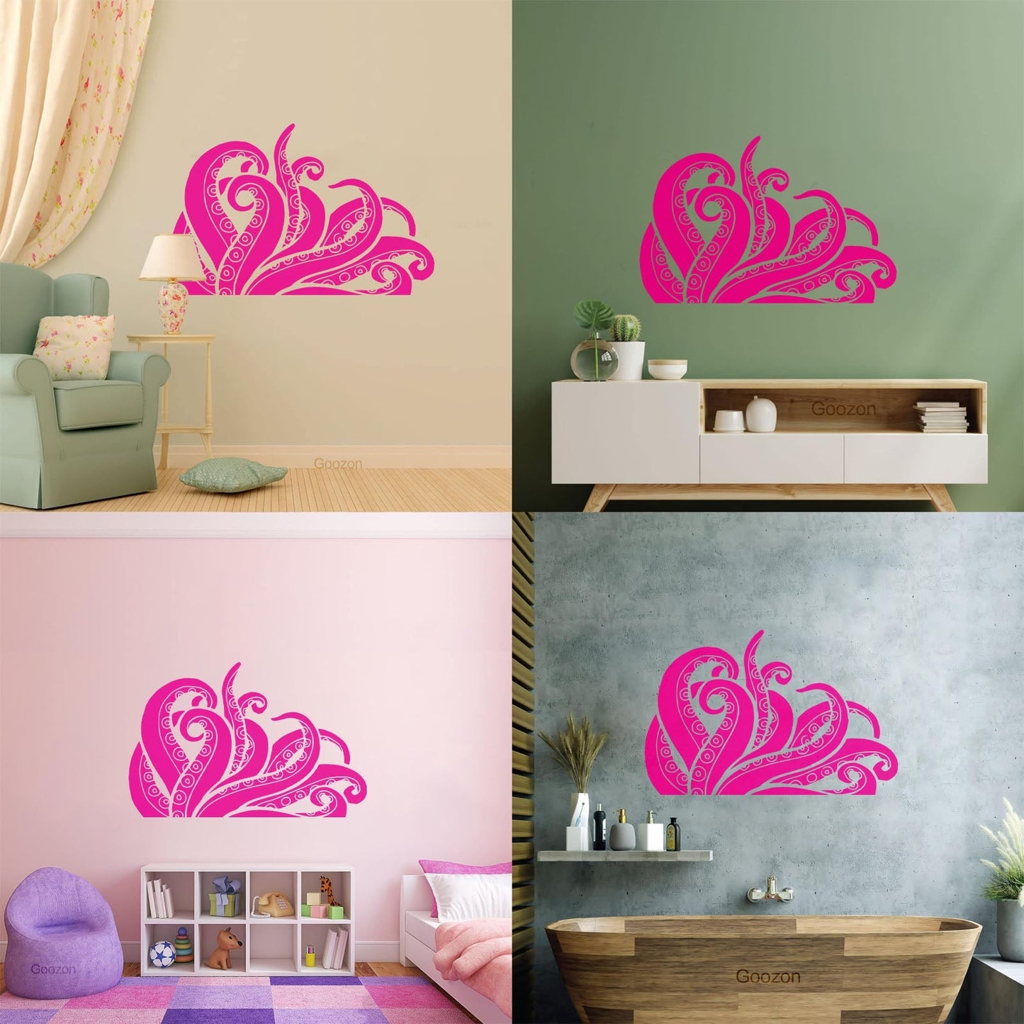 Wall Decals Tentacles Octopus Kraken Ocean Monster Glass Stickers