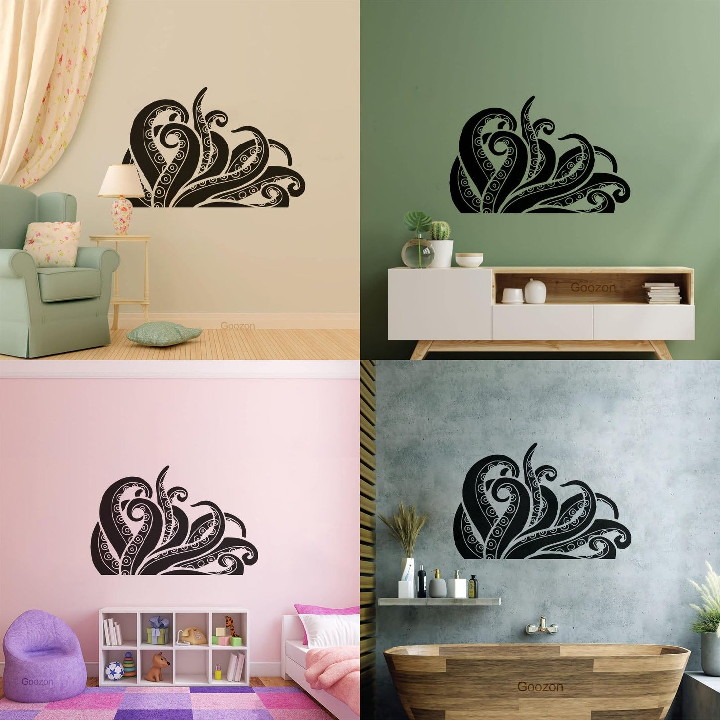 Wall Decals Tentacles Octopus Kraken Ocean Monster Glass Stickers