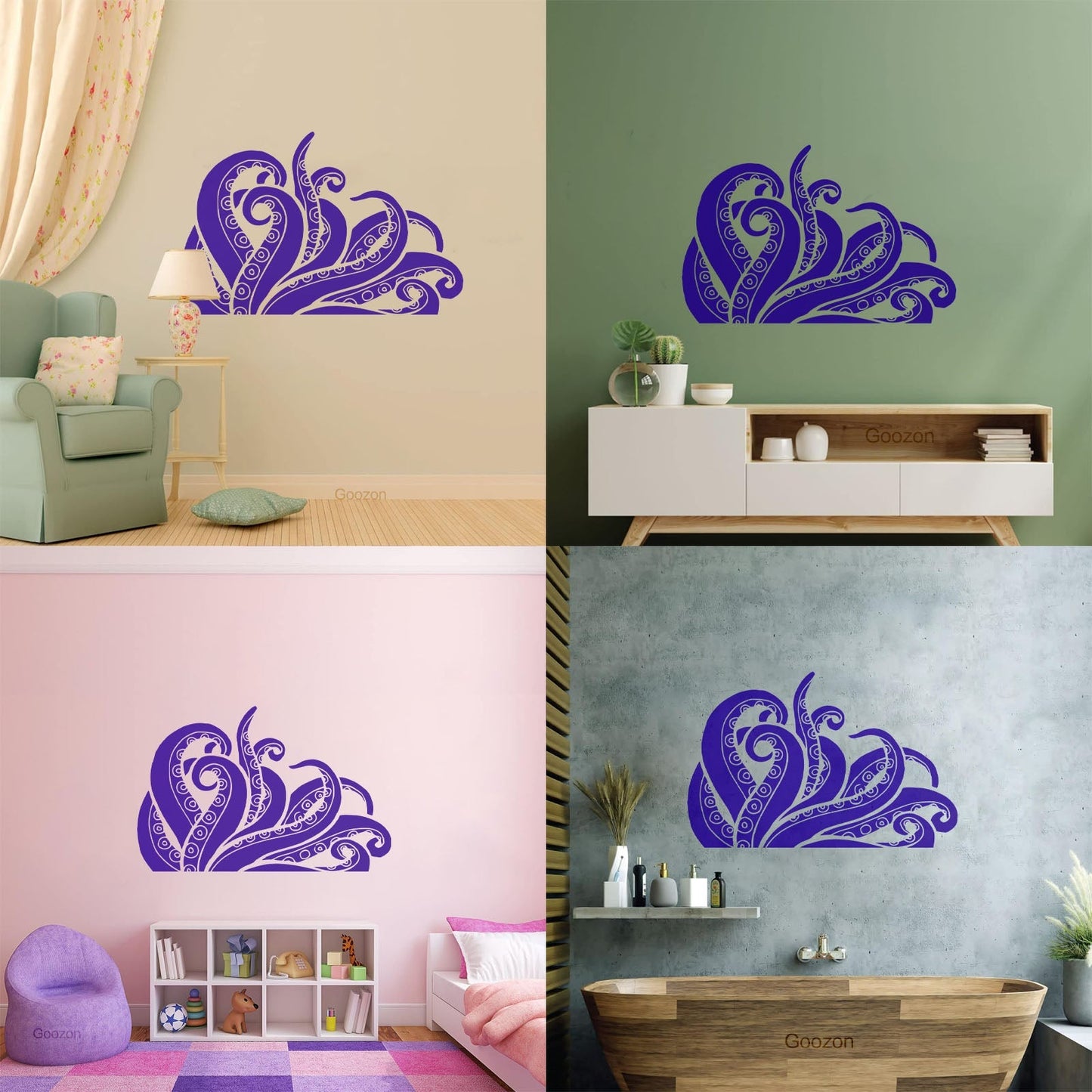 Wall Decals Tentacles Octopus Kraken Ocean Monster Glass Stickers