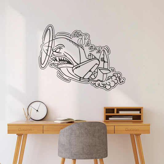 Lettering Decals Fighters Shark Cartoon Children'S Airplane Glass Stickers