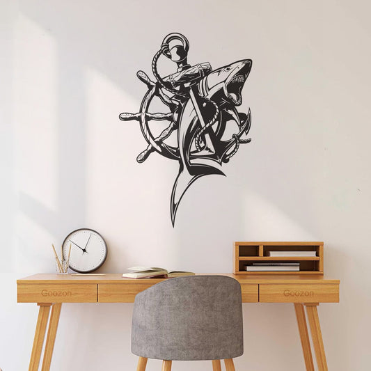 Wall Decals Anchor Shark Nautical Marine Sea Tattoo Culture