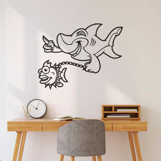 Lettering Stickers Shark Predator Marine Positive Funny Removable Without Leaving Glue