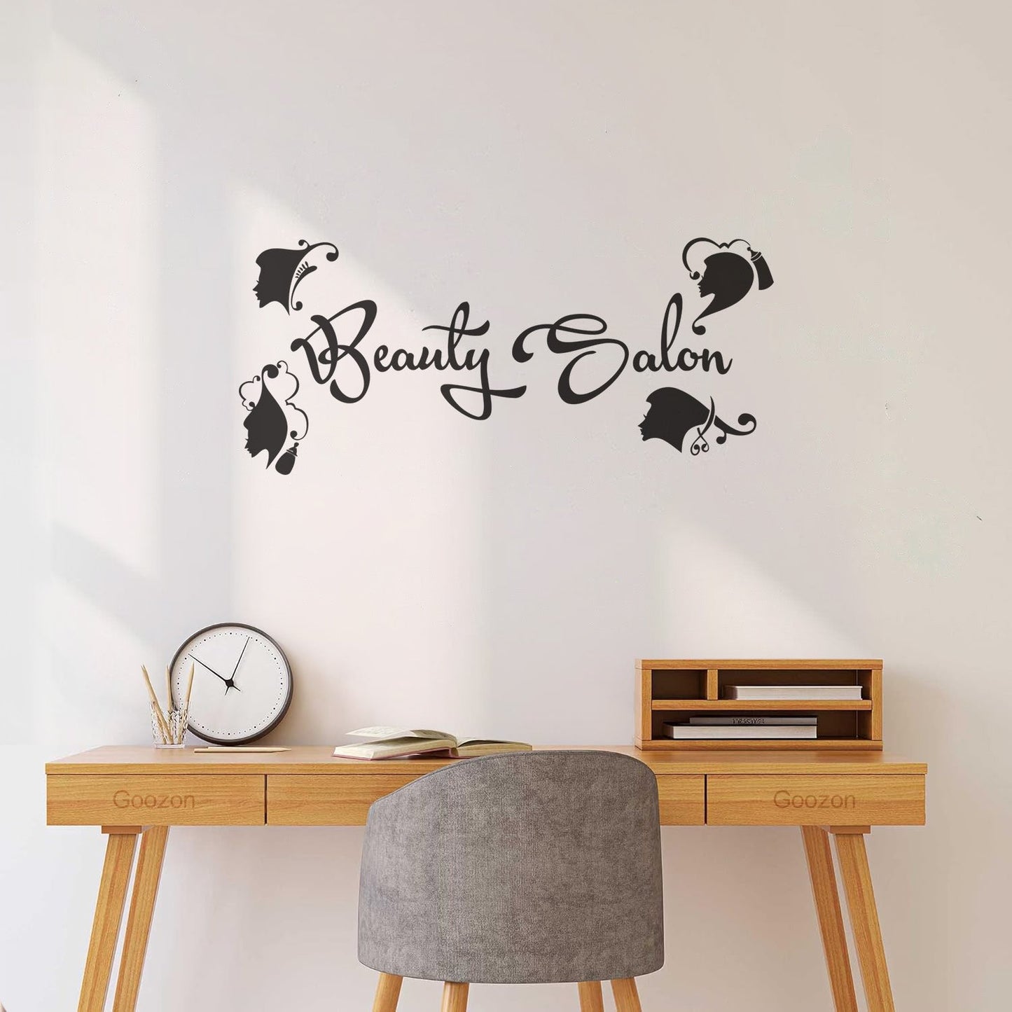 Décoration murale et autocollant mural en vinyle pour salon de coiffure et d'esthétique, logo et enseigne pour salon de beauté et barbier
