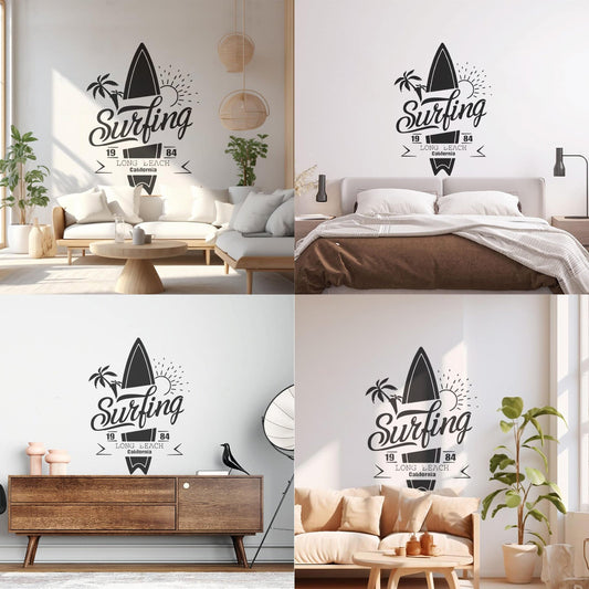 Wall Decals Pvc Surfing Palm Shark Surfing Sports Surfboard Personalized Customization