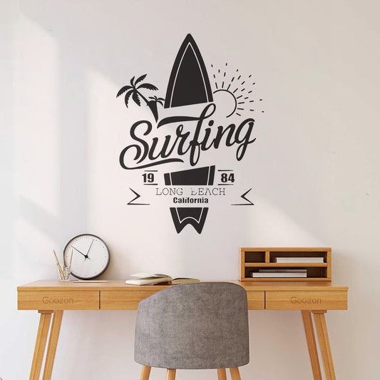Wall Decals Pvc Surfing Palm Shark Surfing Sports Surfboard Personalized Customization