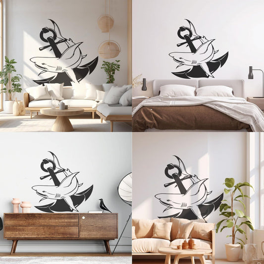 Wall Decals Paster Paper Shark Anchor Navigation Anchor Window Decals