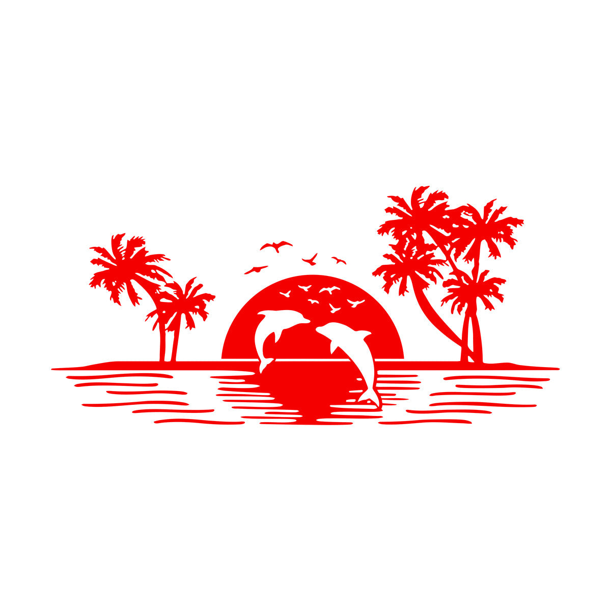 Fine Carving Stickers Camper Van Rv Skyline Dolphin Rv Palm Trees Fish Ocean Sun Landscape Glass Stickers