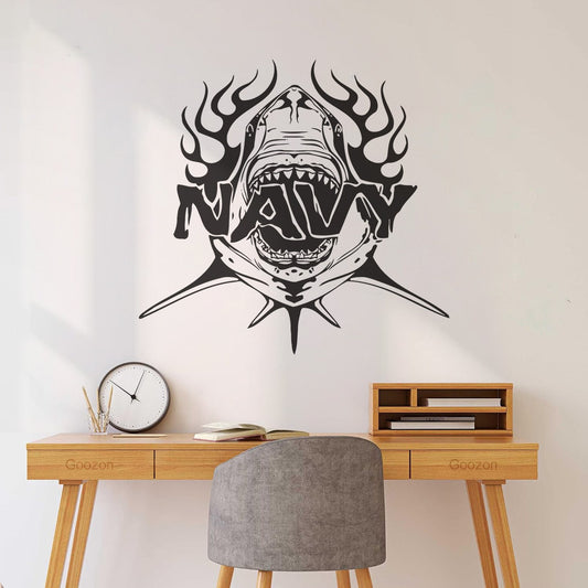 Wall Decals Pvc Navy Shark Army Predator Fangs War Soldier Art Decoration