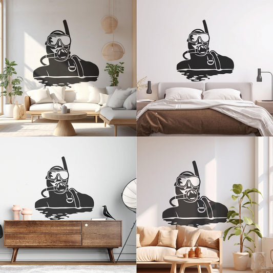 Stickers muraux Plongée sous-marine Natation en mer Sports nautiques Sélection multicolore