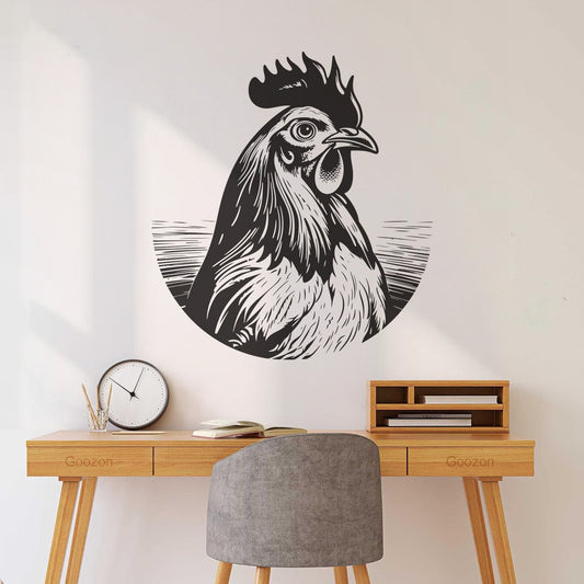 Wall Decals Paster Paper A Chicken With A Beak And Feathers Vintage Round Logo Multi Color Selection
