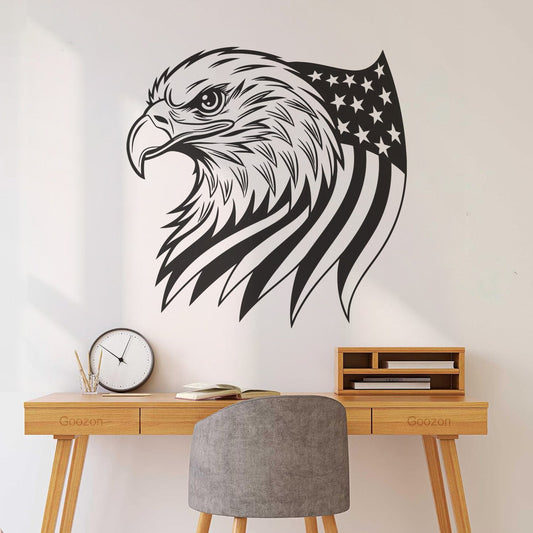 Vinyl Wall Decals American Flag Eagle Face Design Glass Stickers