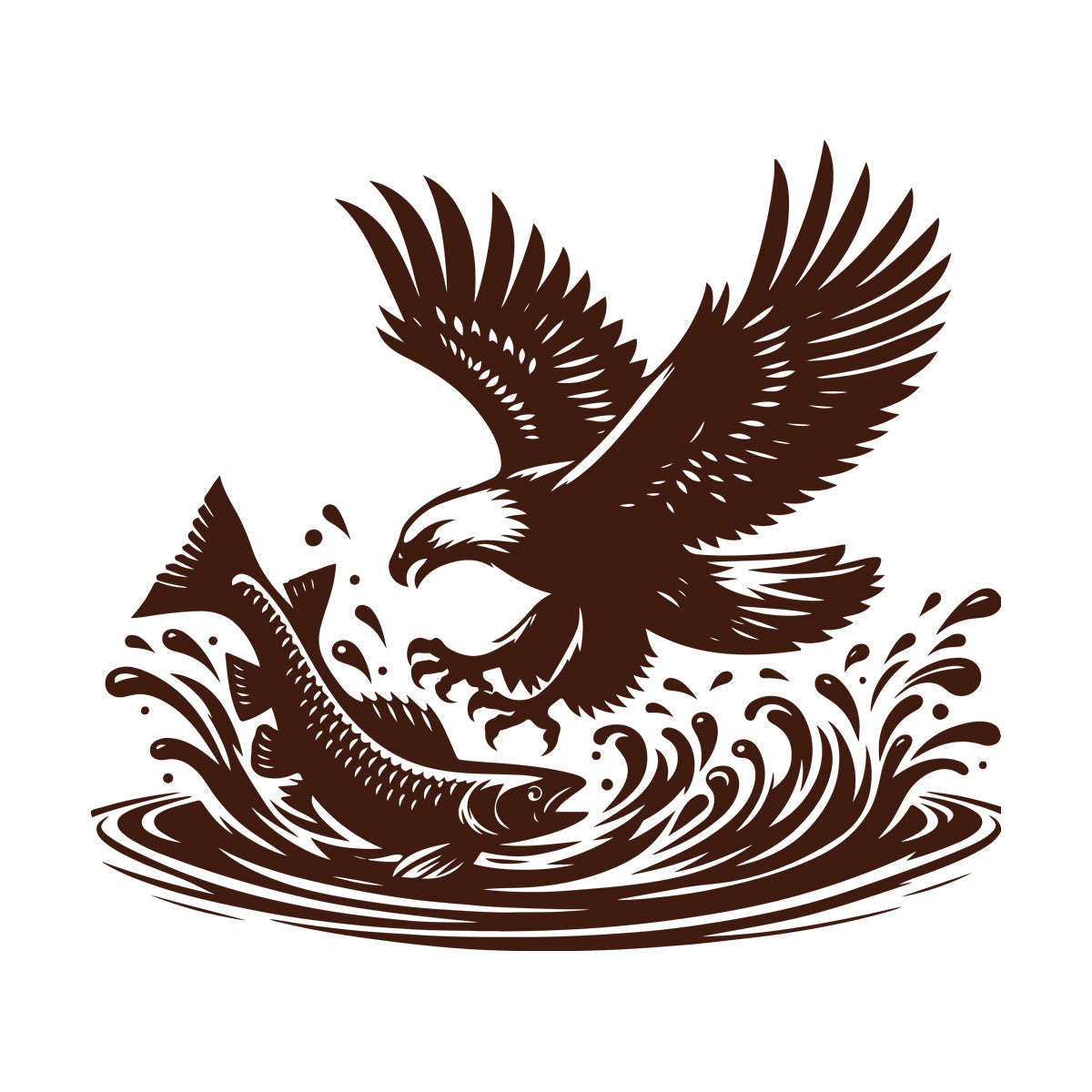 Fine Carving Decals An Eagle And Fish In The Water Removable Without Leaving Glue
