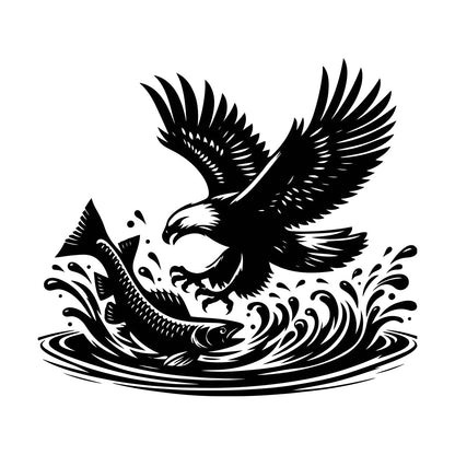 Fine Carving Decals An Eagle And Fish In The Water Removable Without Leaving Glue